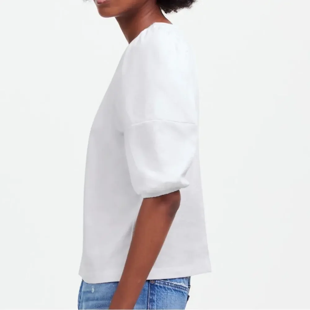 NWT Madewell White‎ Puff Sleeve Tee Size XS